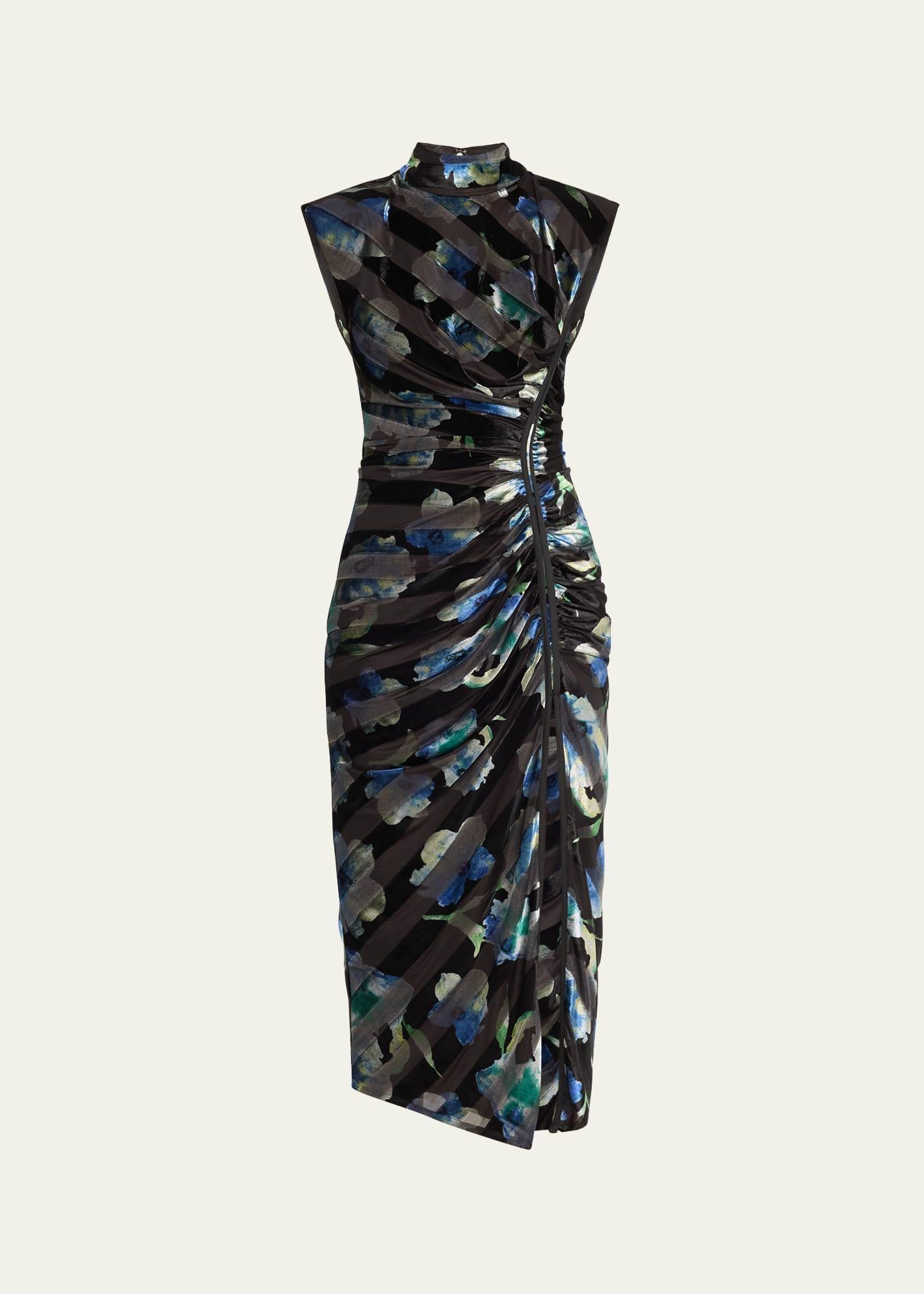 hallie floral velvet midi dress