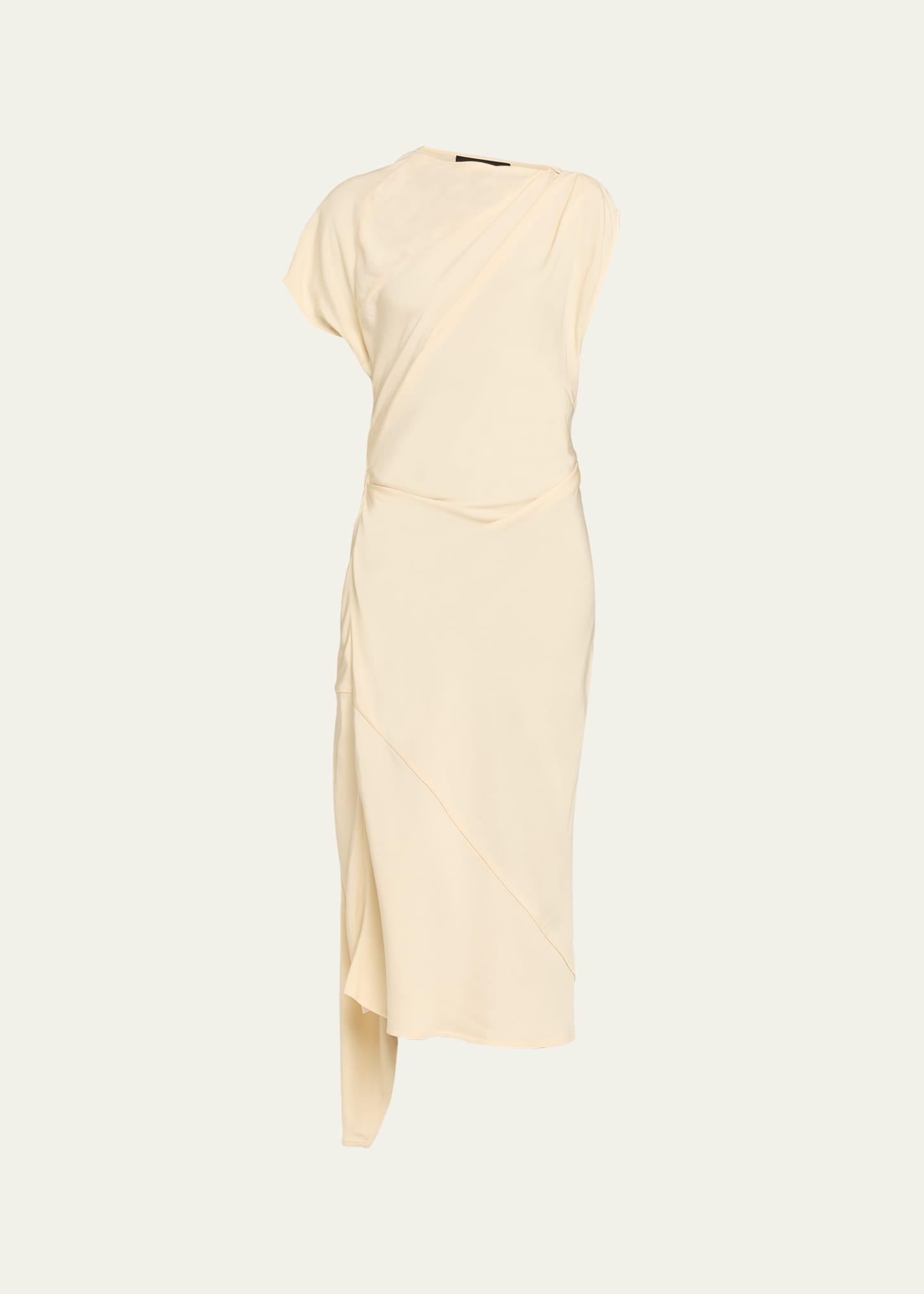 hallie hammered viscose draped midi dress