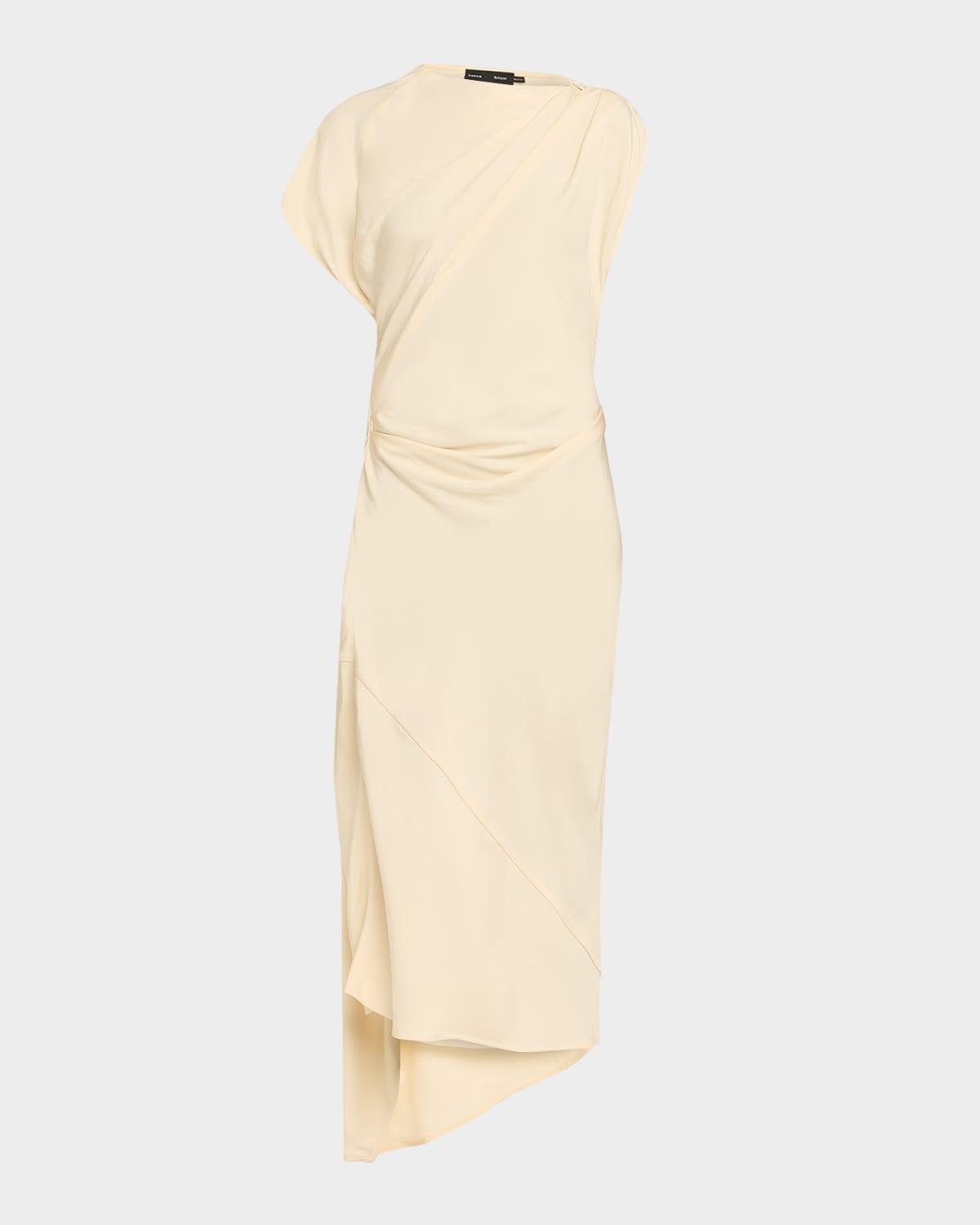 hallie hammered viscose draped midi dress