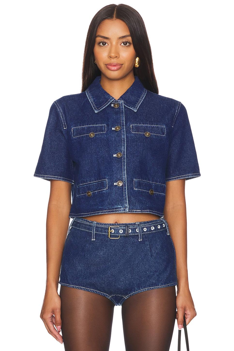 halston denim top