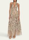 halter beaded tulle gown