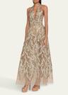 halter beaded tulle gown