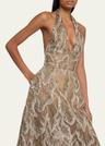 halter beaded tulle gown