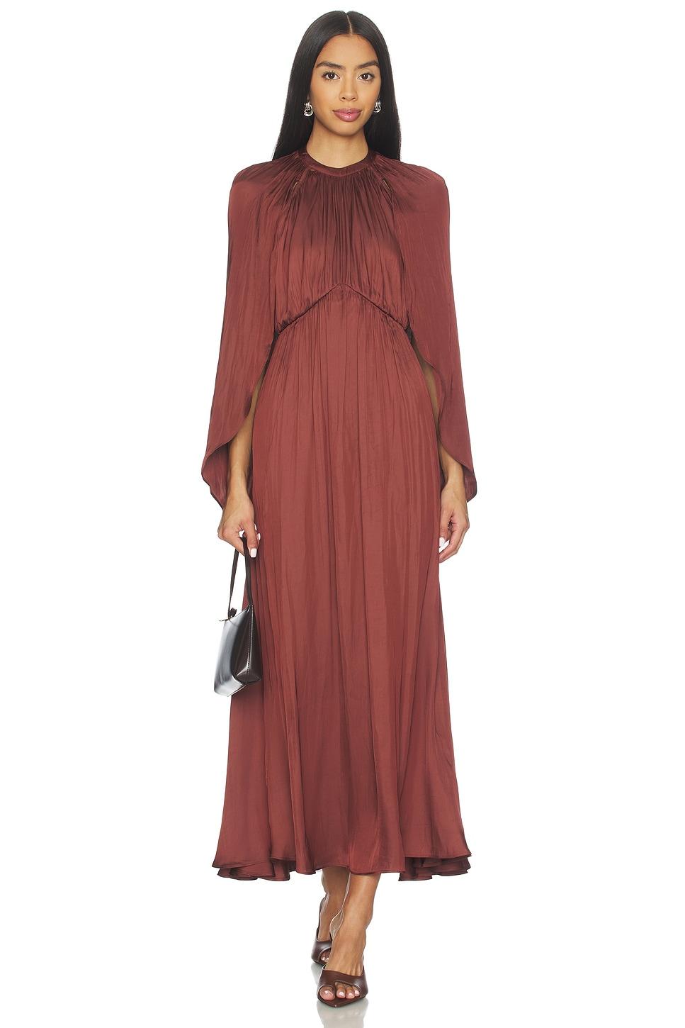 halter cape midi dress