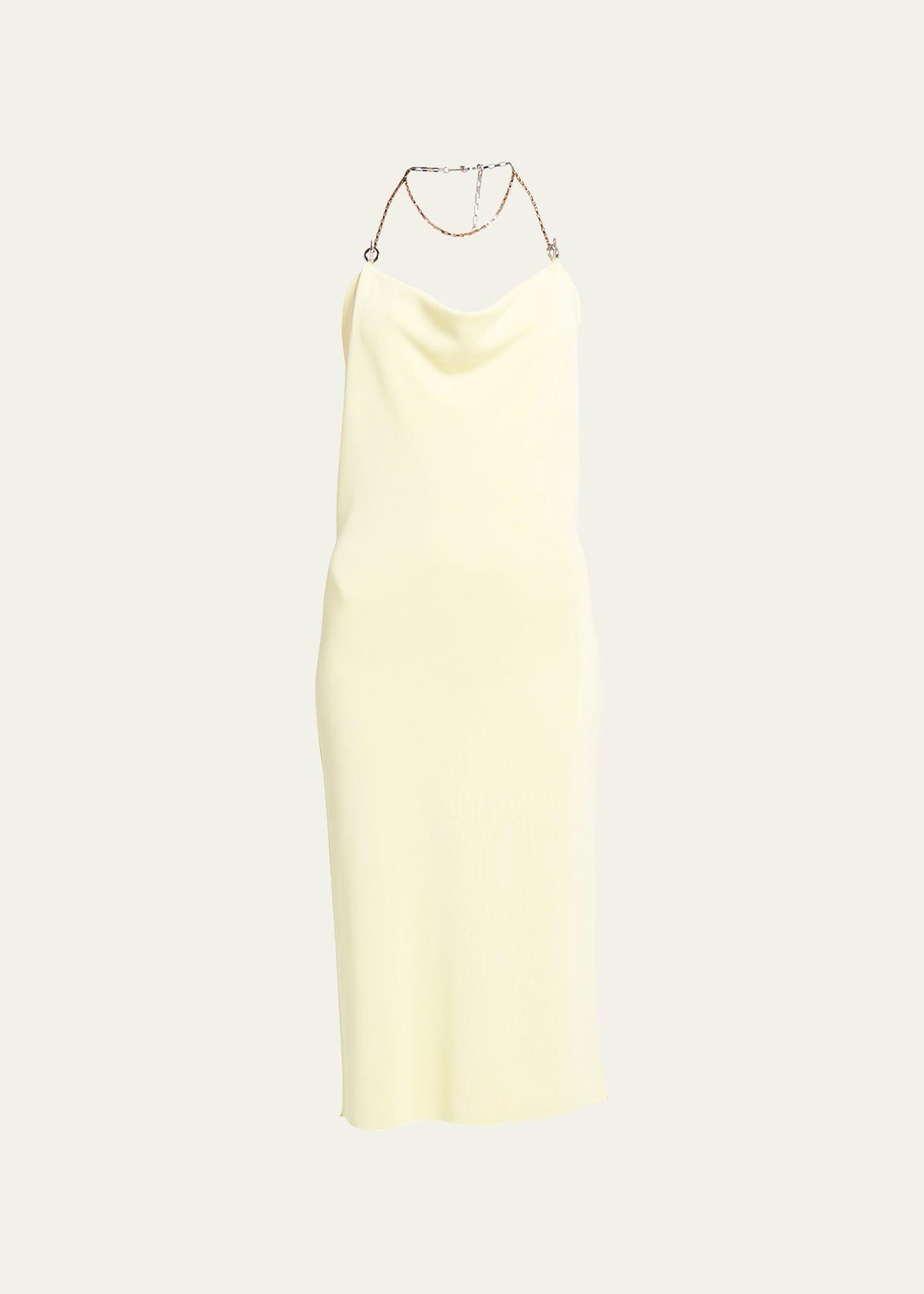 halter-chain knit midi dress