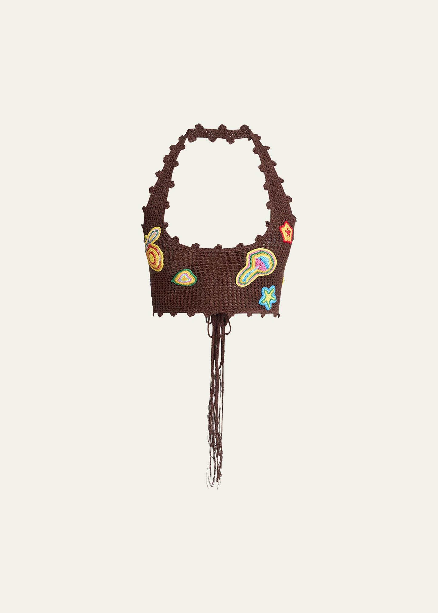 halter crochet bralette with patches