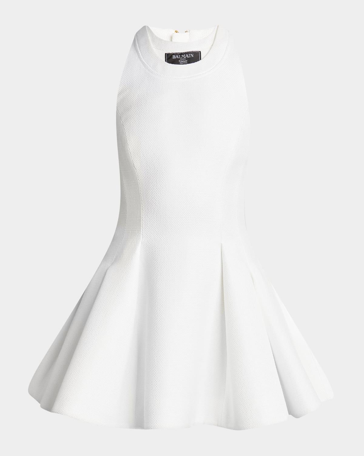 halter double-collar sleeveless mini flare dress