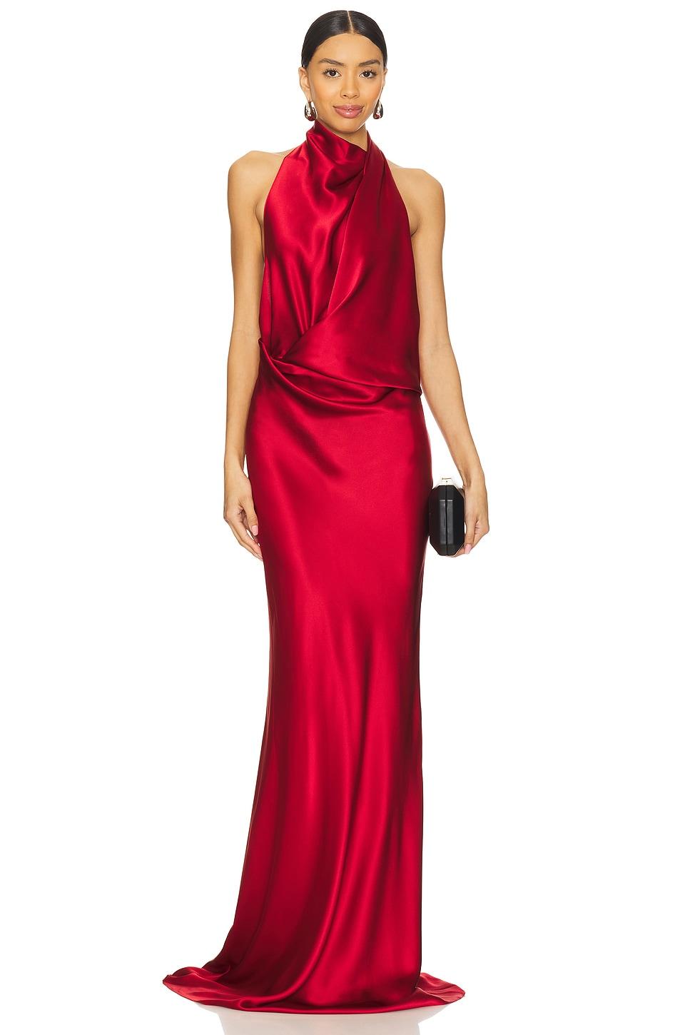 halter drape bias gown