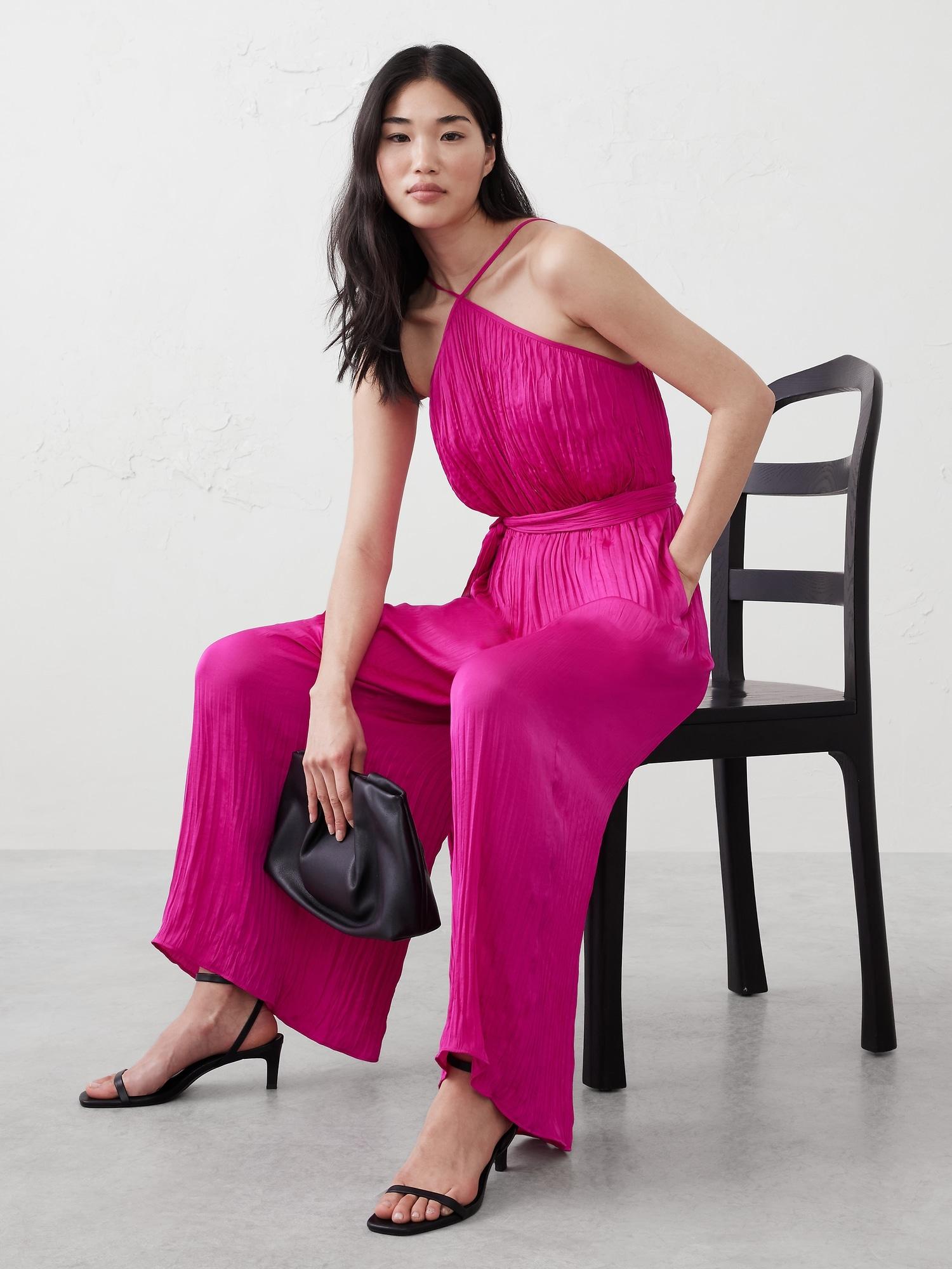 halter elastic-waist jumpsuit