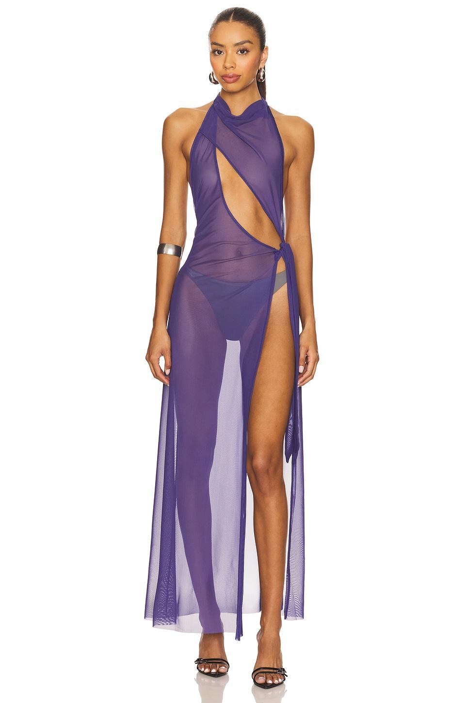 halter mesh maxi dress