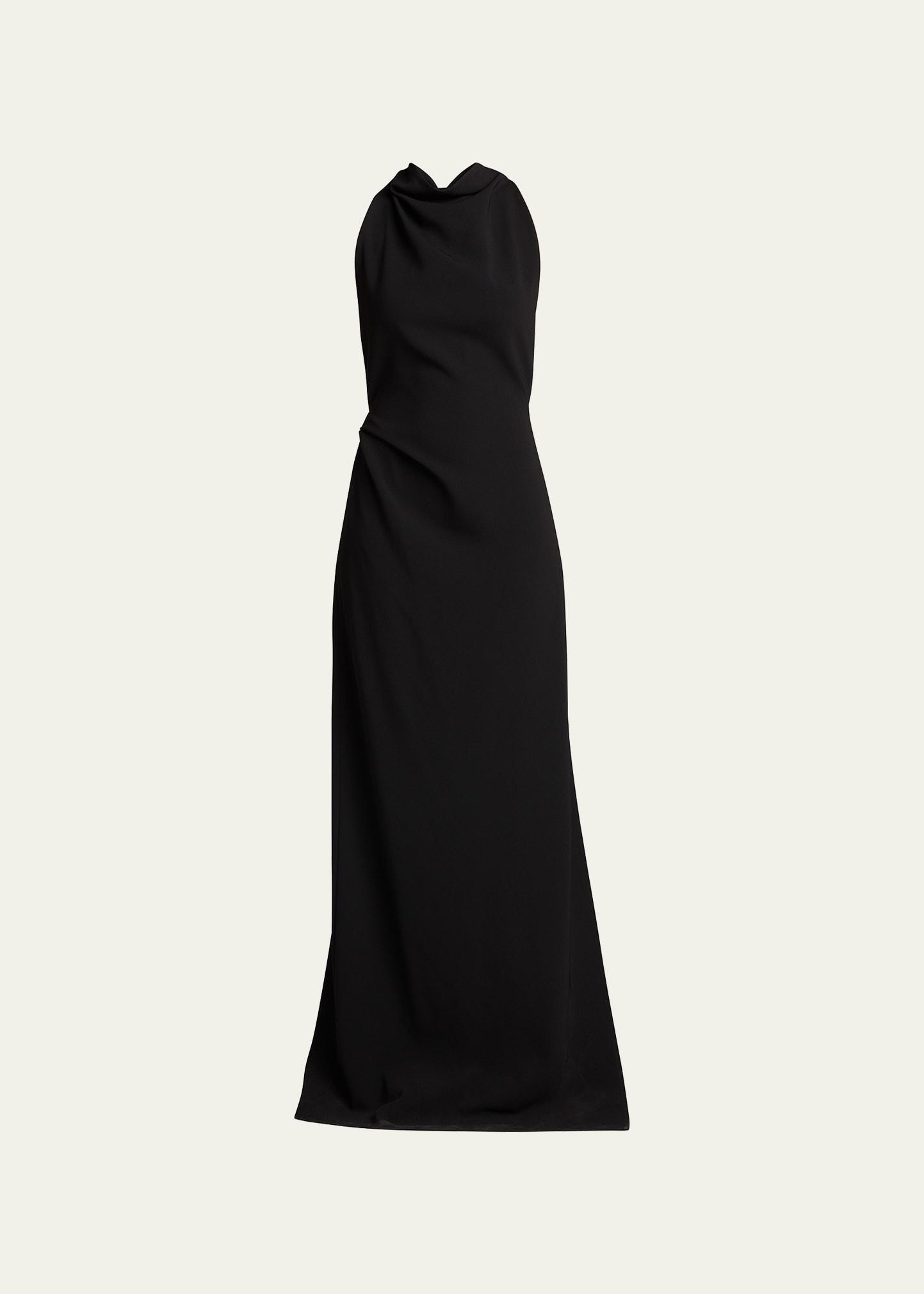 halter-neck matte crepe backless gown
