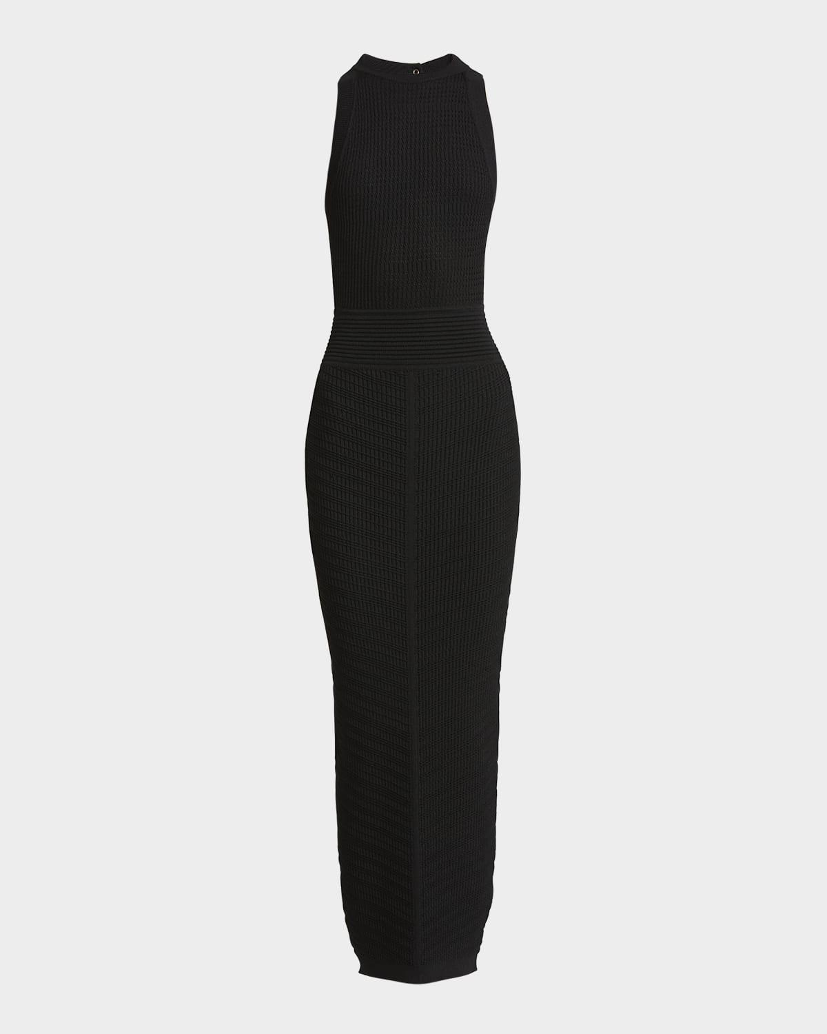 halter open-back knit maxi dress