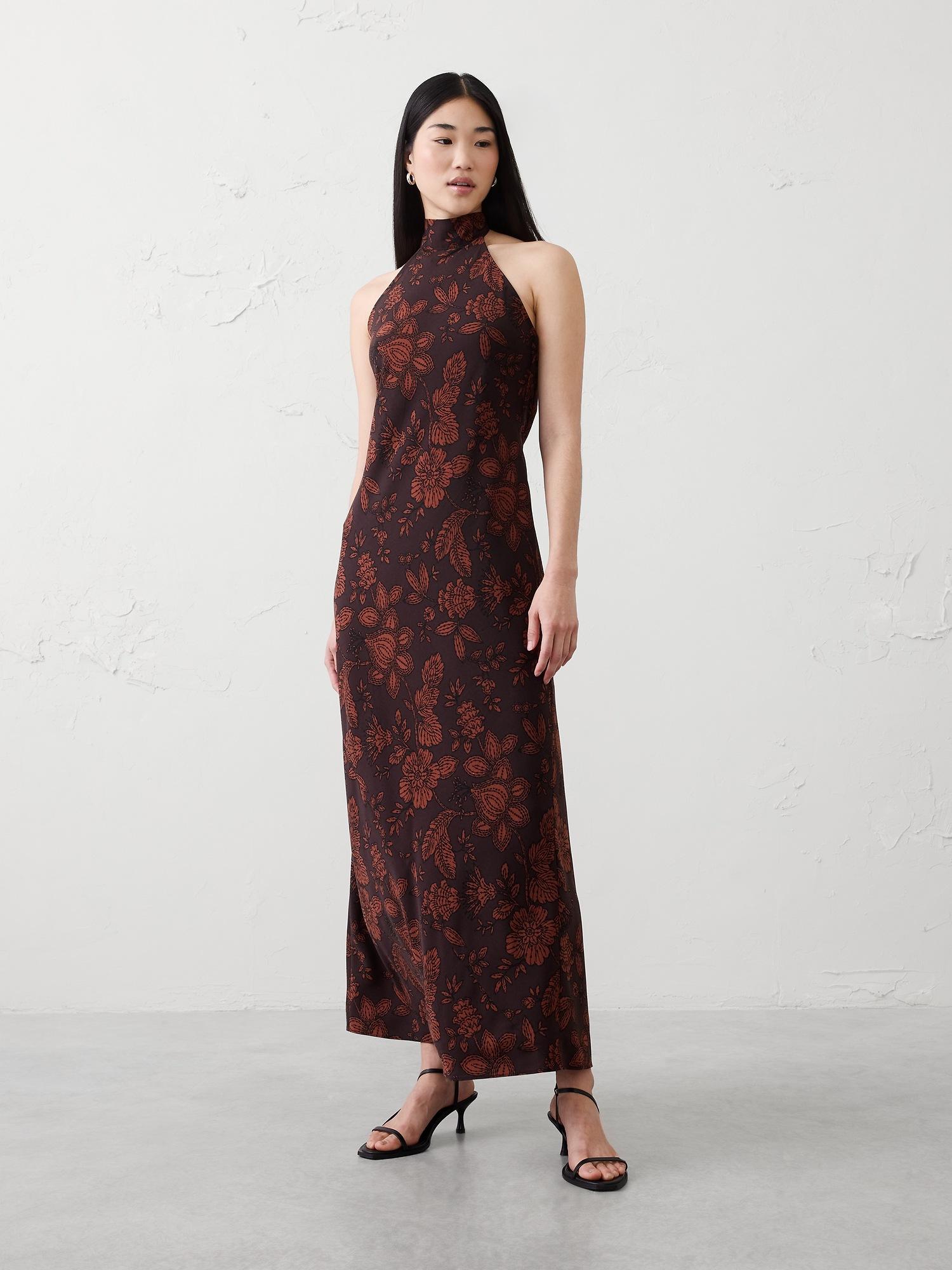 halter open-back maxi dress