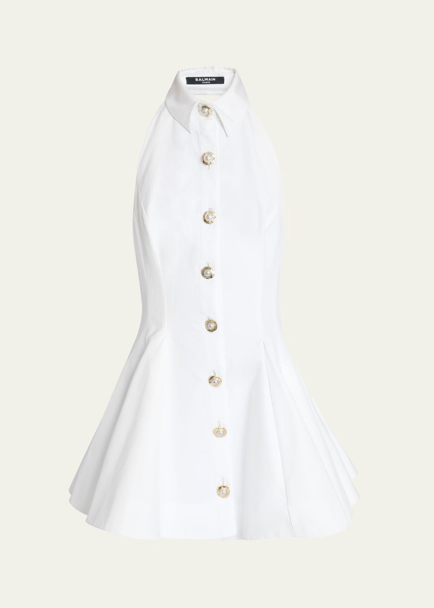 halter popeline fit-&-flare mini shirtdress