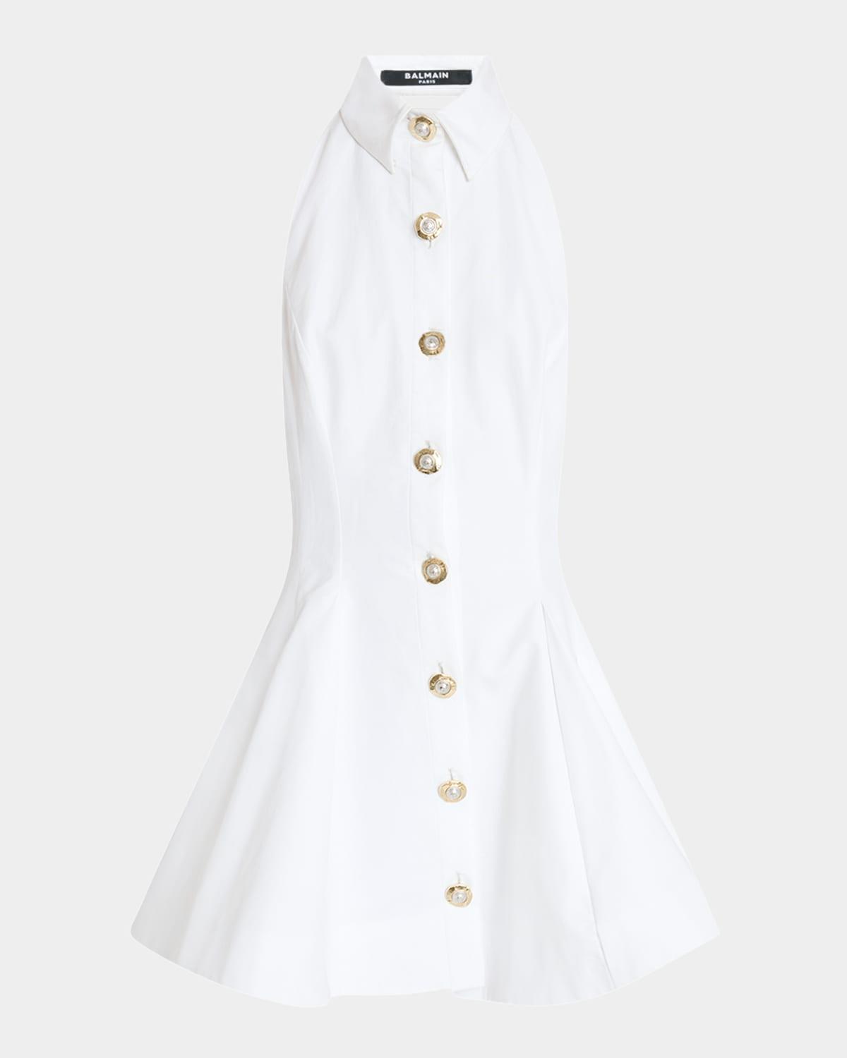 halter popeline fit-&-flare mini shirtdress