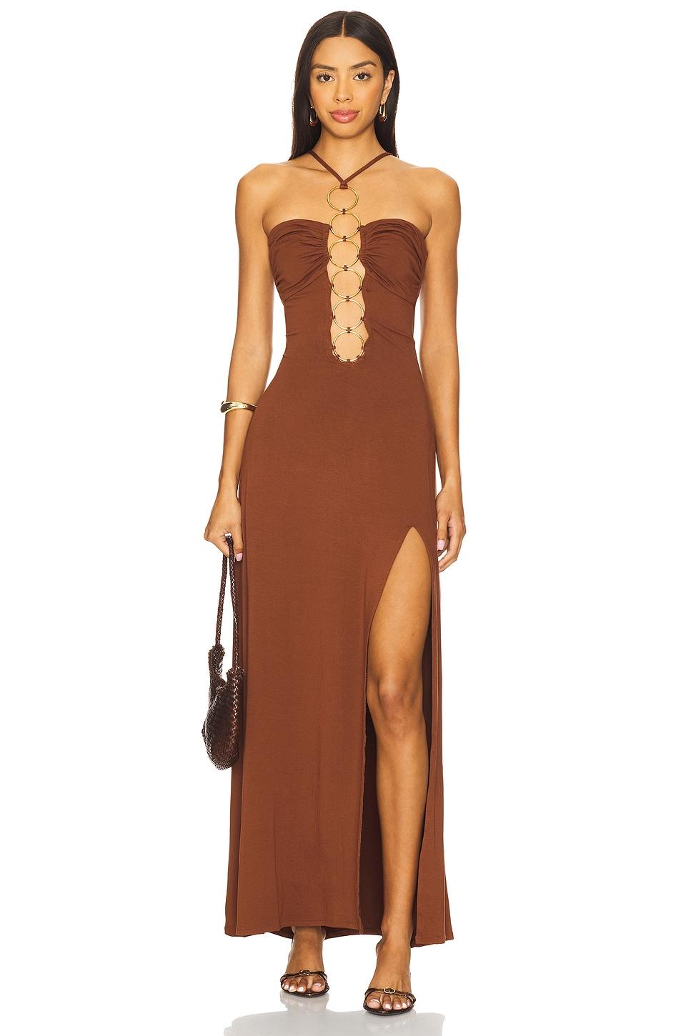 halter ring long dress