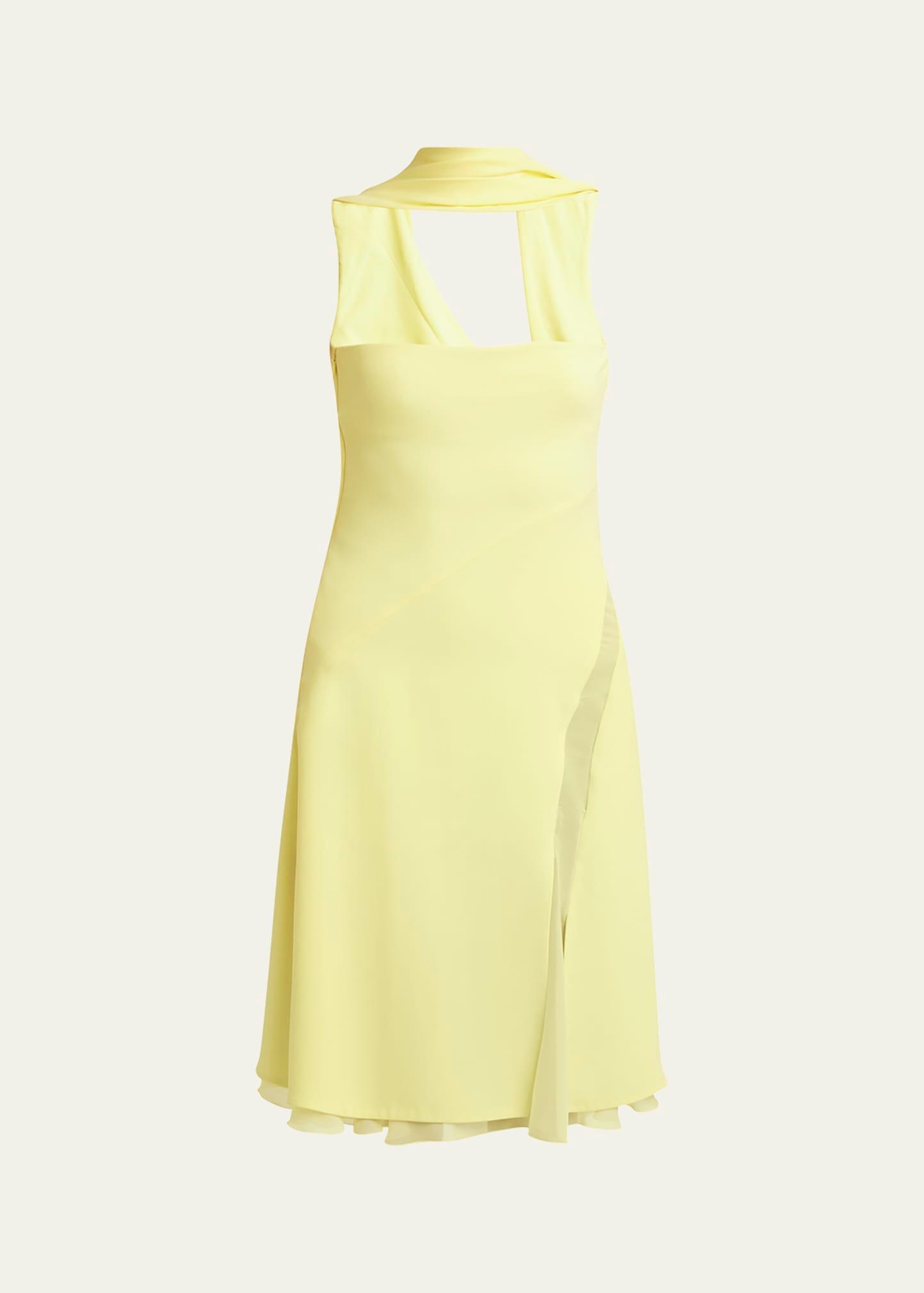 halter silk cady mini cocktail dress