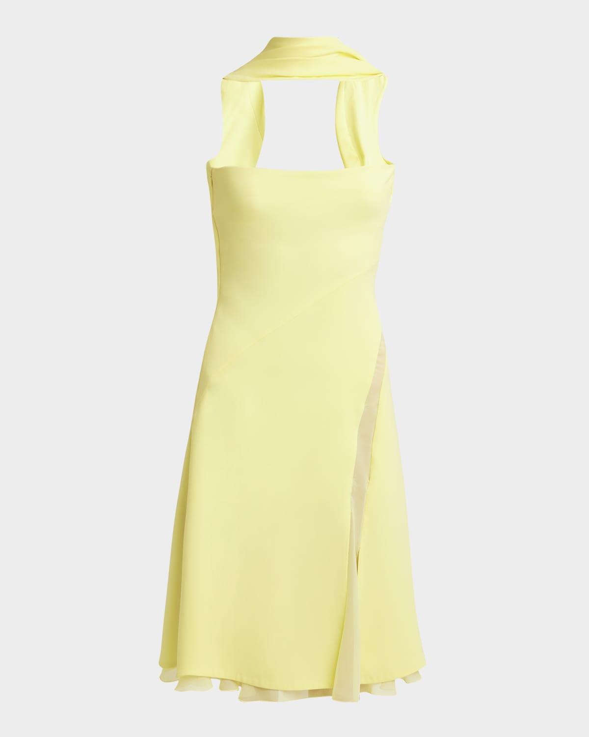 halter silk cady mini cocktail dress