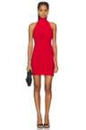 halter turtle side slit mini dress