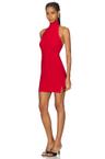 halter turtle side slit mini dress