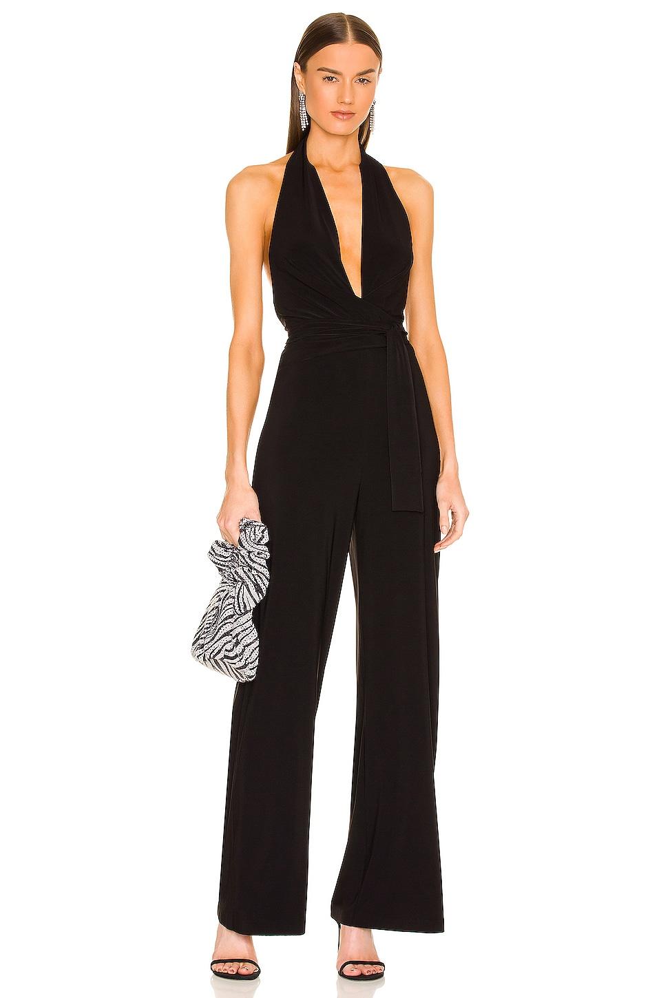 halter wrap straight leg jumpsuit