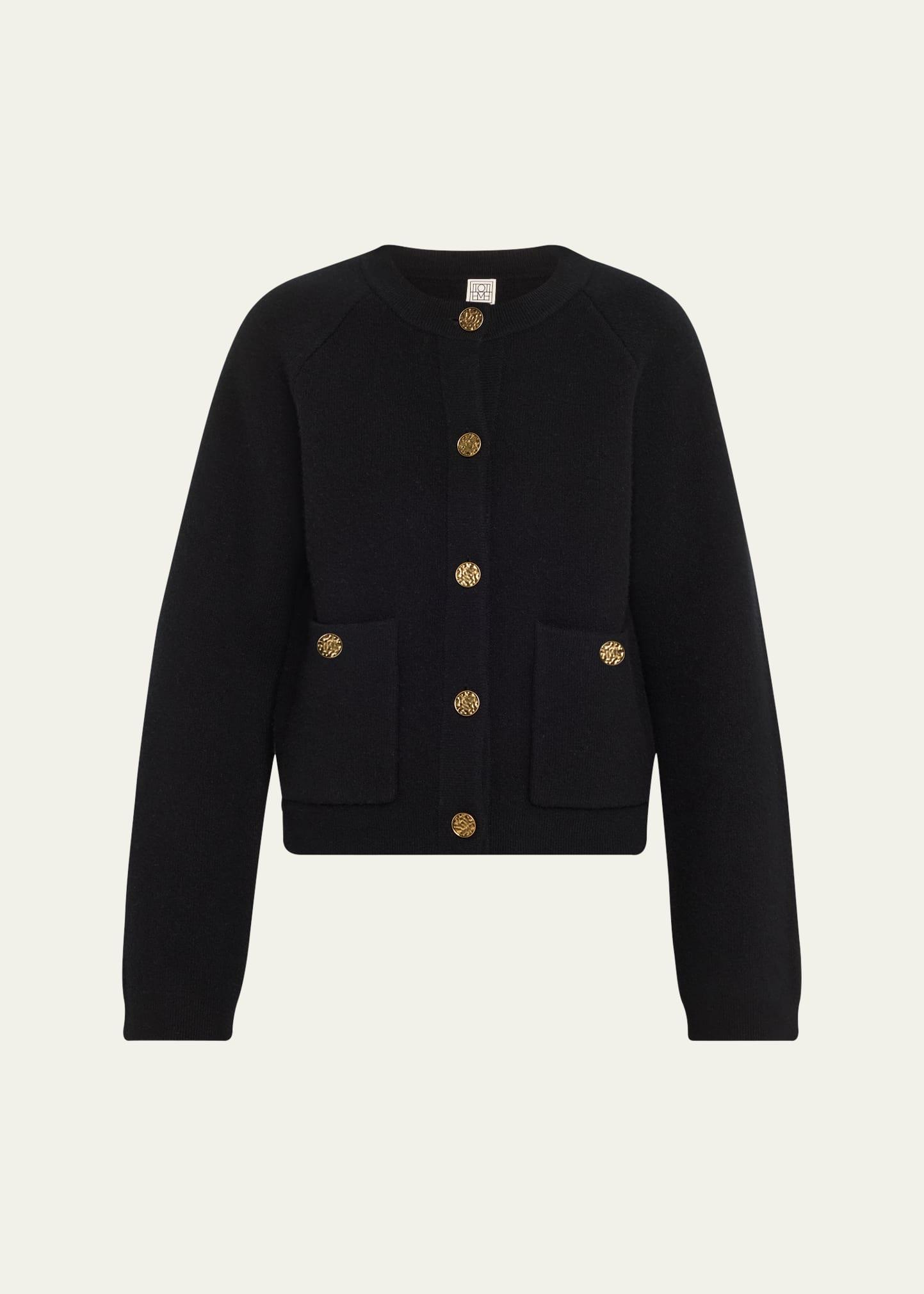 hammered button wool cashmere cardigan