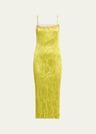 hammered satin pleated slip dress
