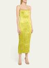 hammered satin pleated slip dress