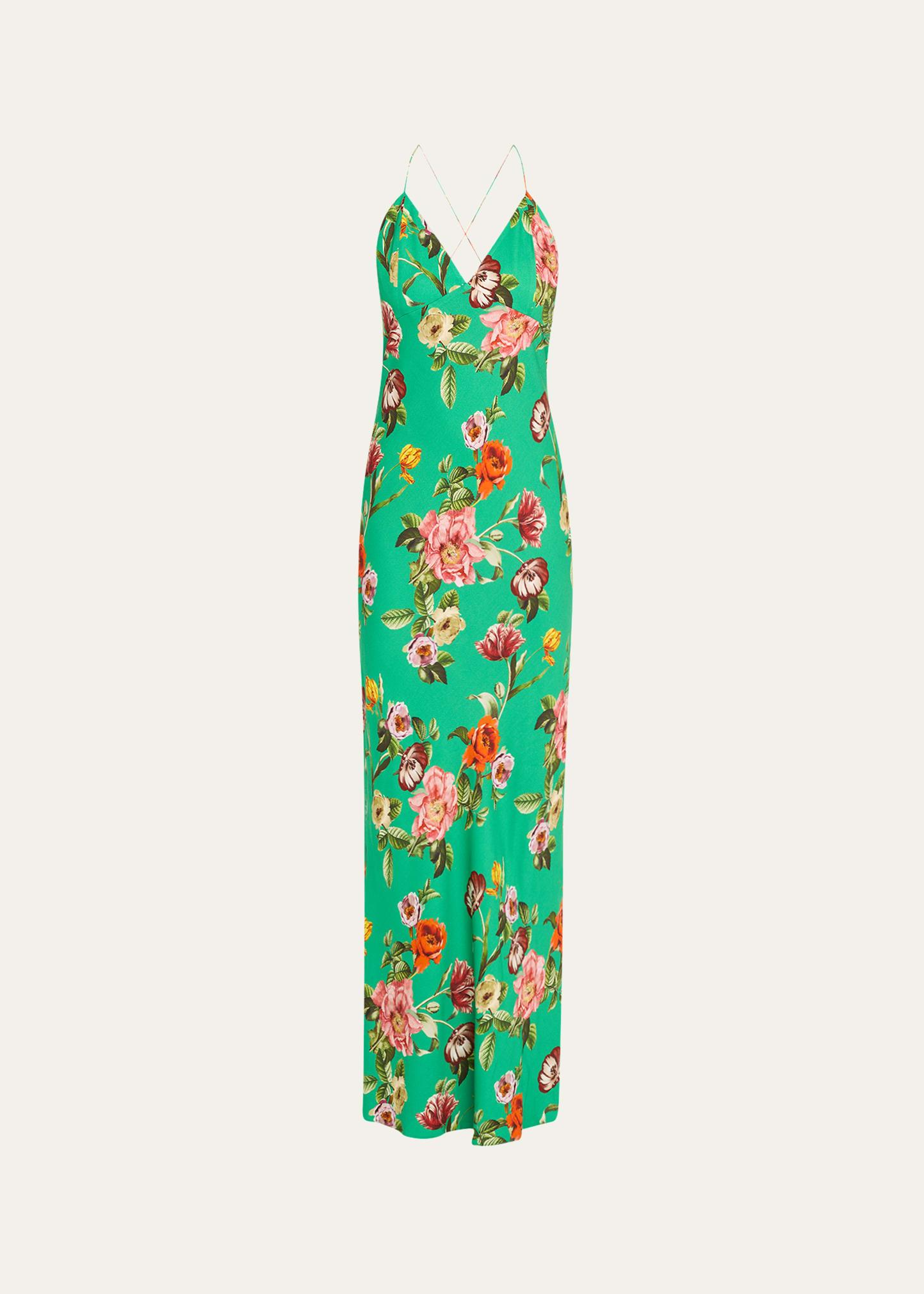 hampton floral loma v-neck maxi slip dress