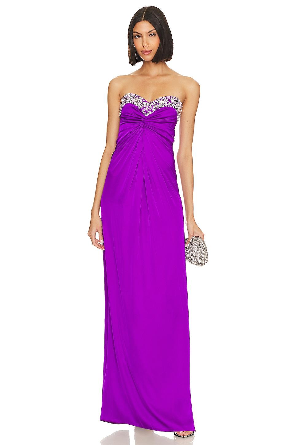 hand-beaded strapless gown
