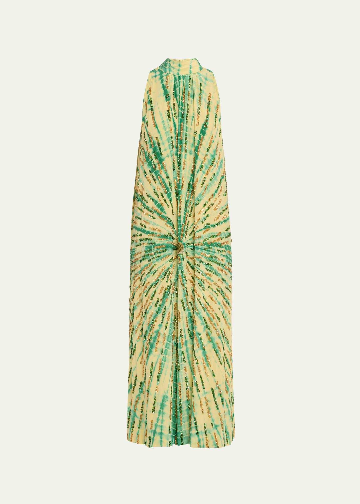 hand-beaded tie-dye sunrise gown