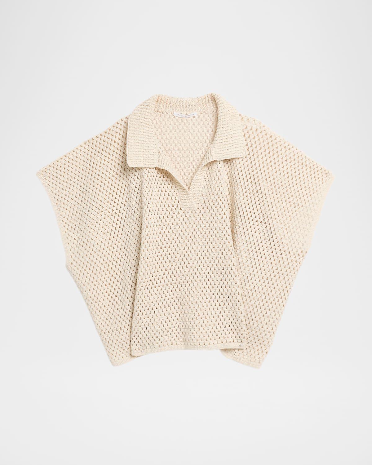 hand crochet short-sleeve cape polo sweater