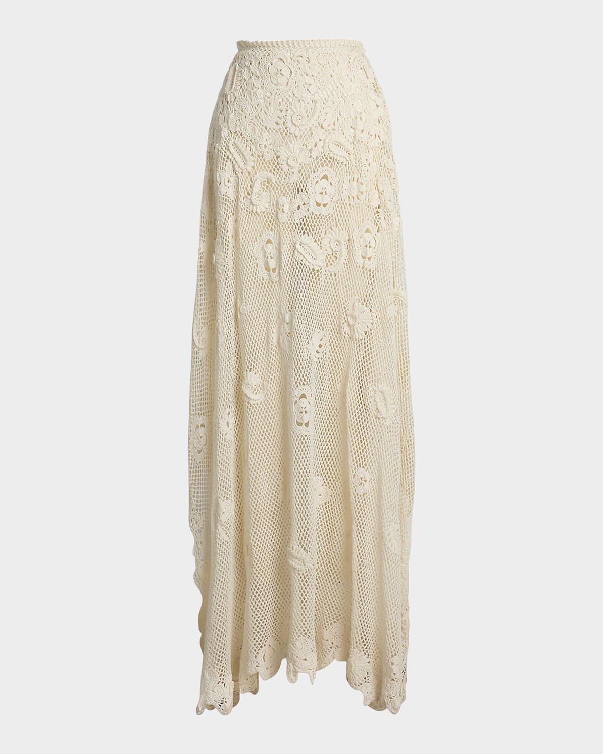 hand-crocheted floral silk sweater skirt