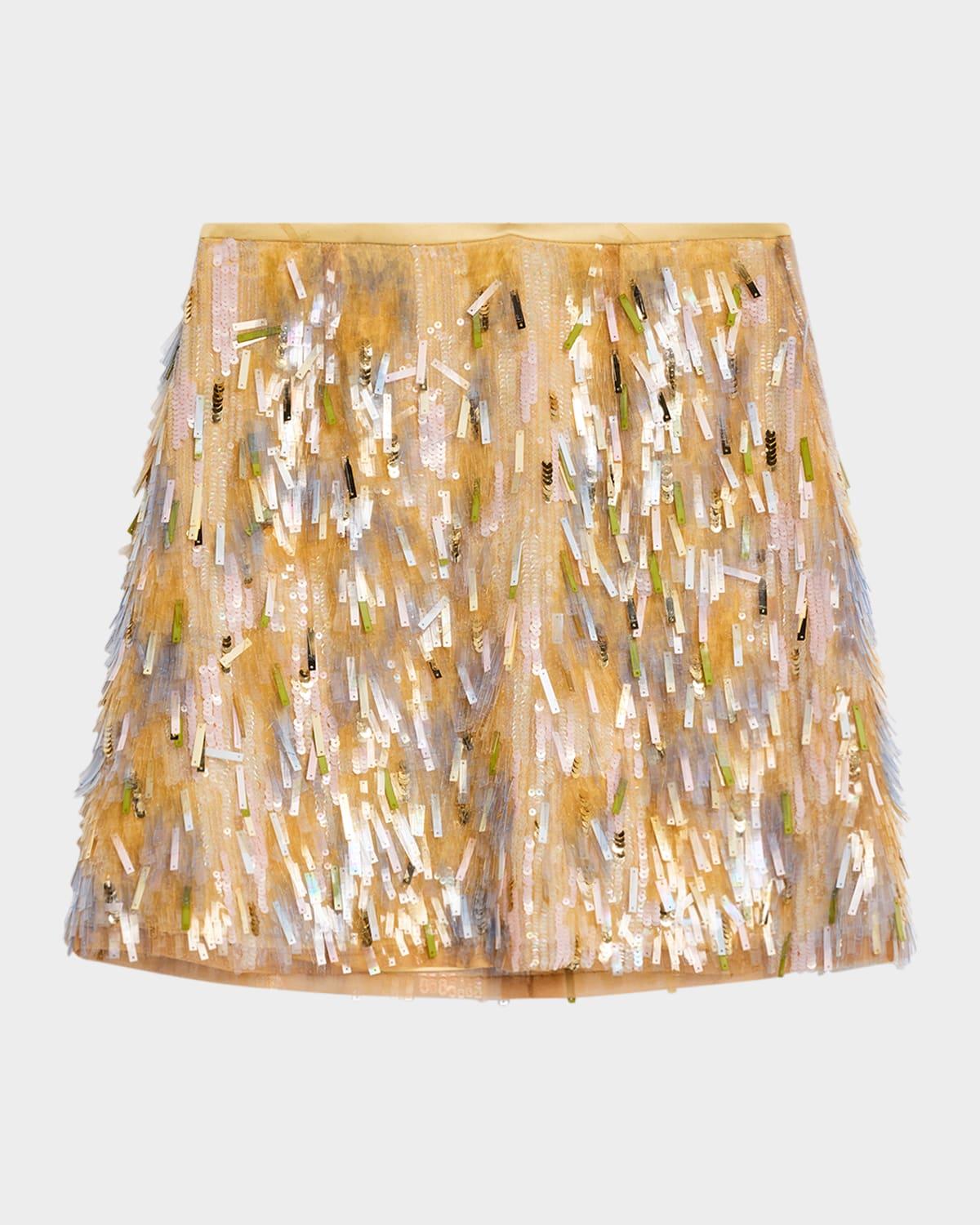 hand embroidered sequin mini skirt