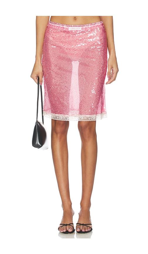 hand over camilo skirt in pink.