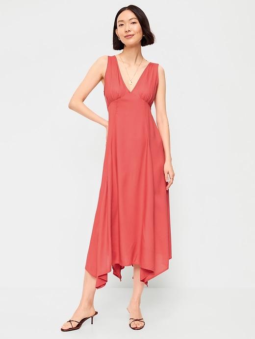 handkerchief hem midi dress