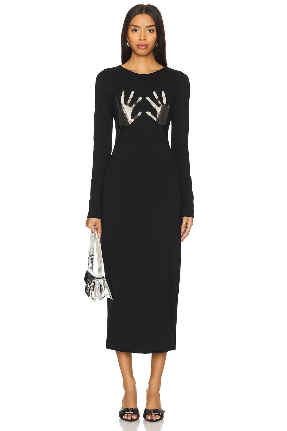handprint long sleeve midi dress