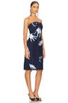 handprint strapless midi dress