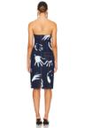 handprint strapless midi dress