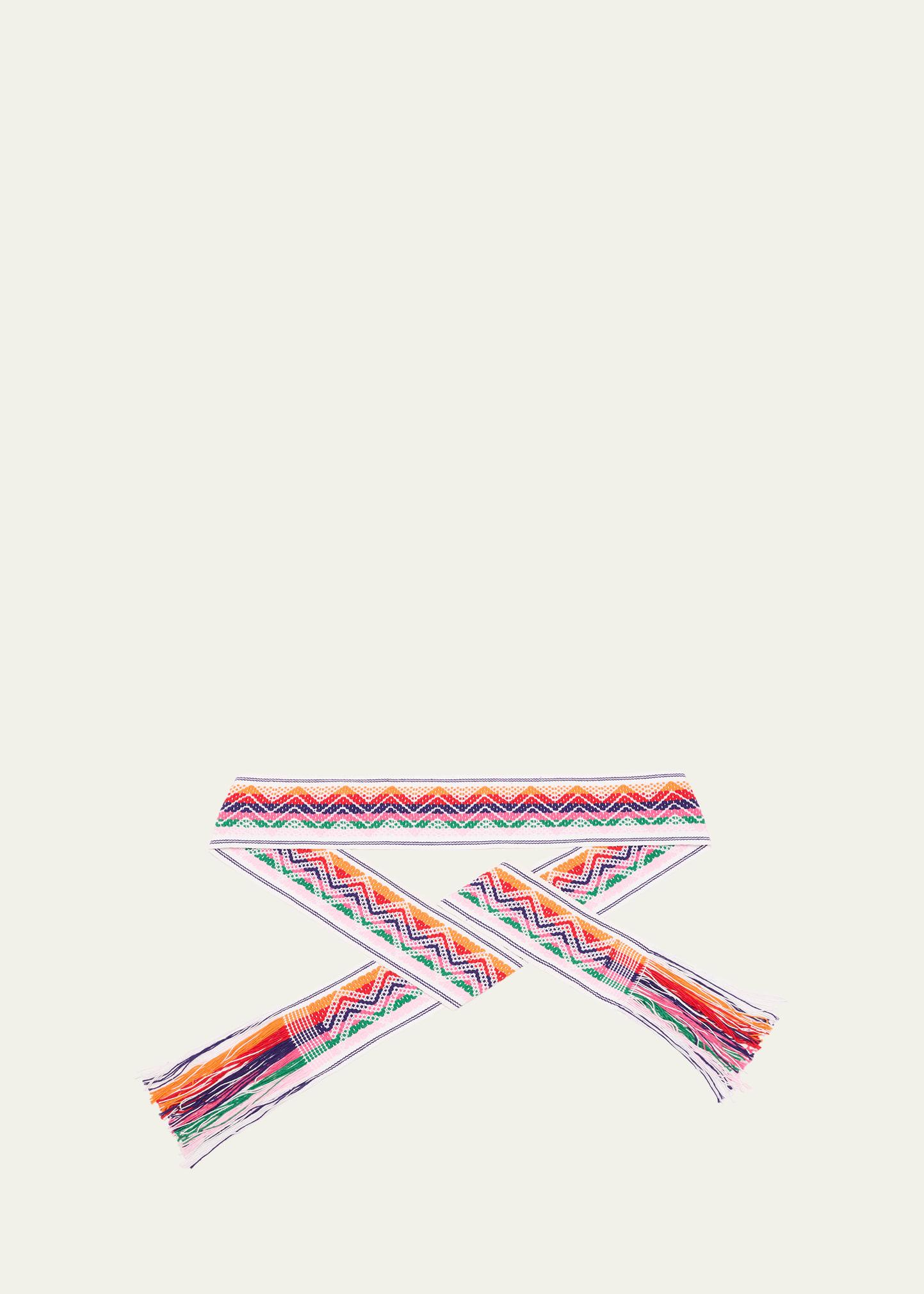 handwoven wide embroidered rainbow belt