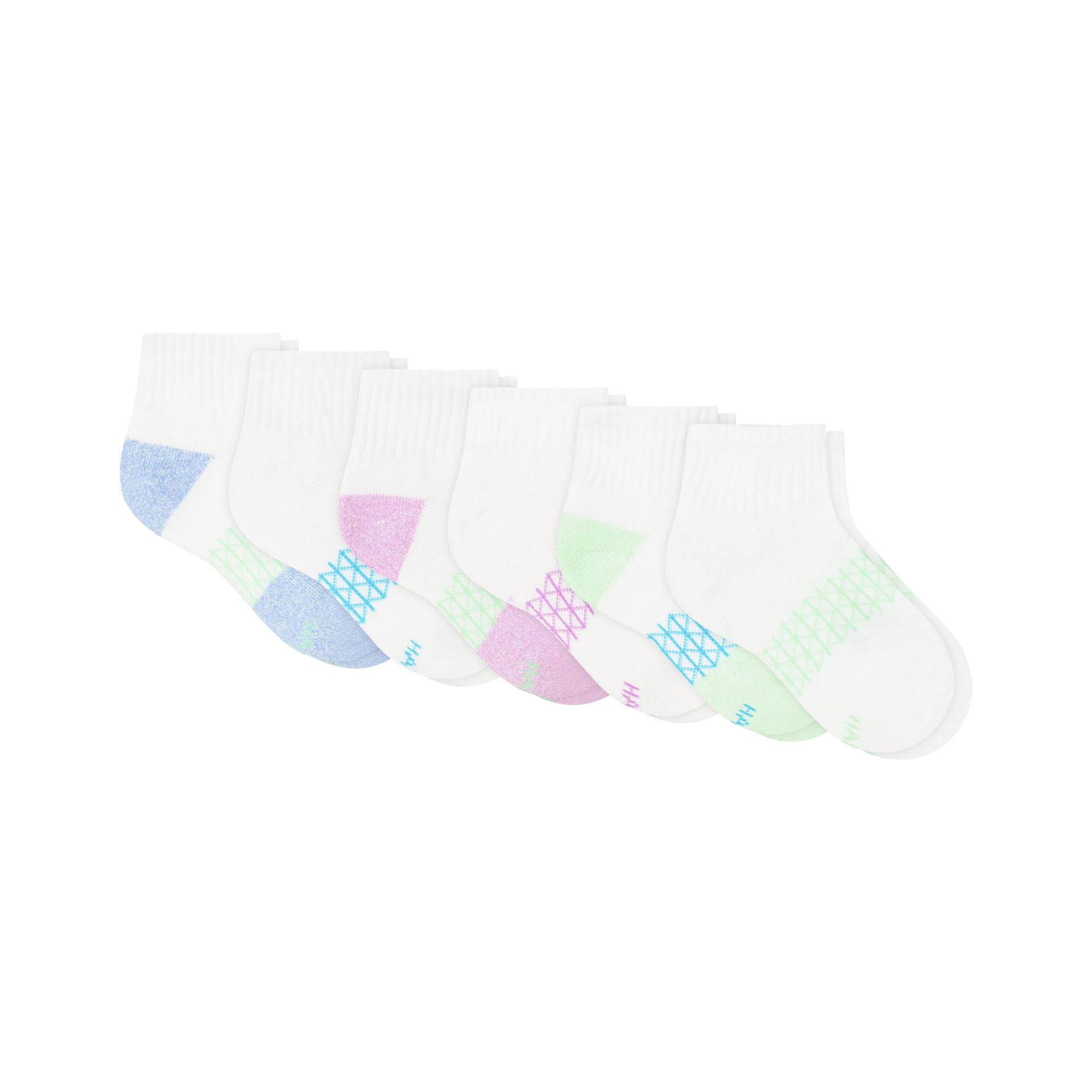 hanes absolute active ankle socks pack, 6-pack, heel-shield girls' school