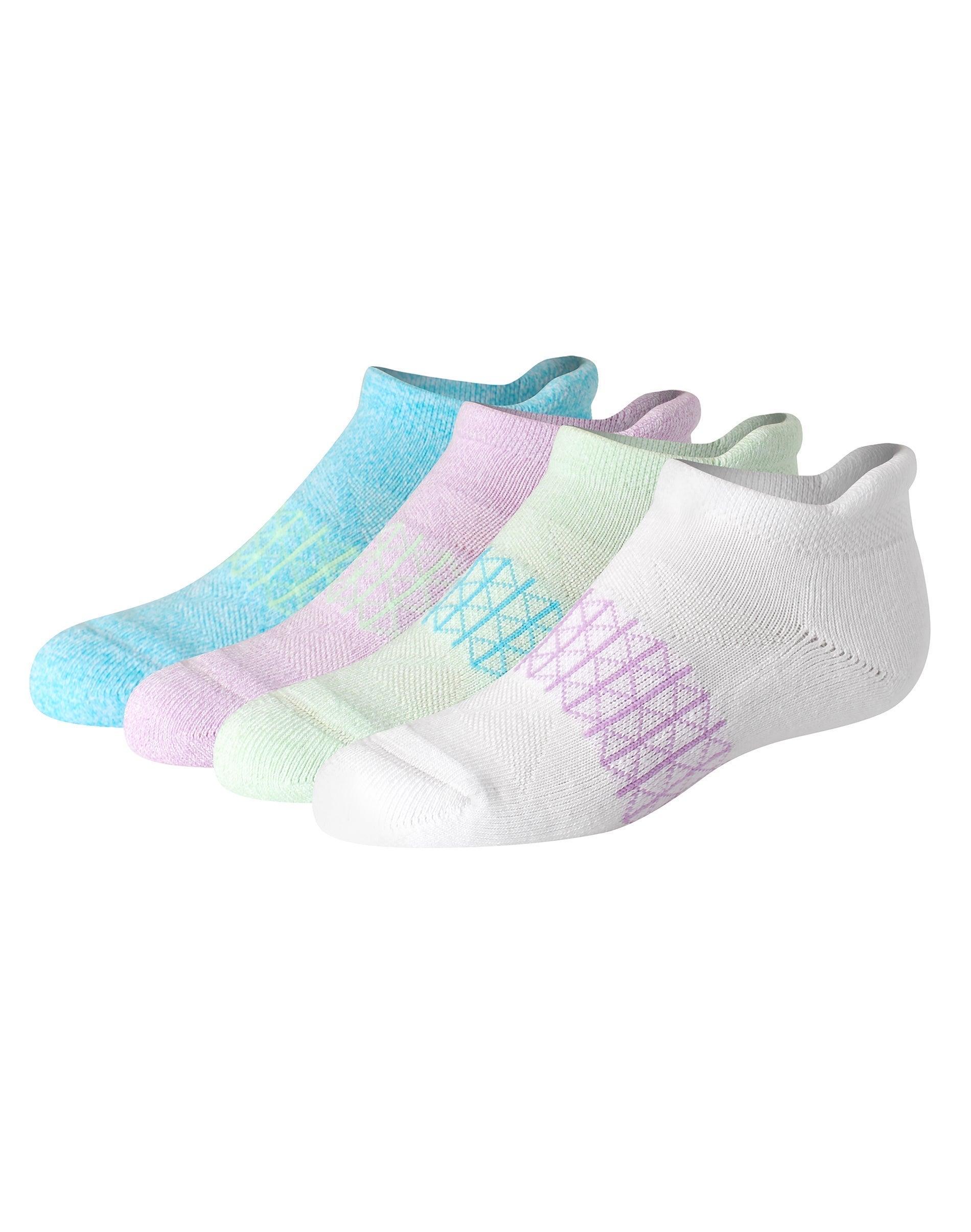 hanes absolute active girls' heel shield socks pack, 4-pack, moisture wicking cool