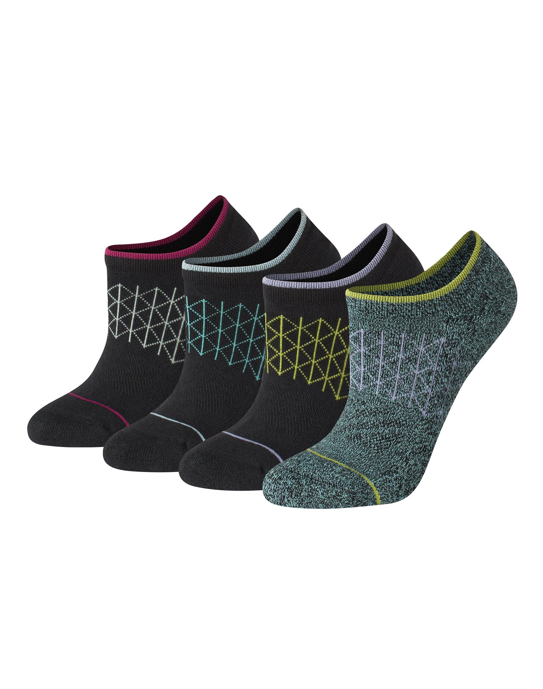 hanes absolute comfort women's super no show socks pack, 4-pairs dark aqua