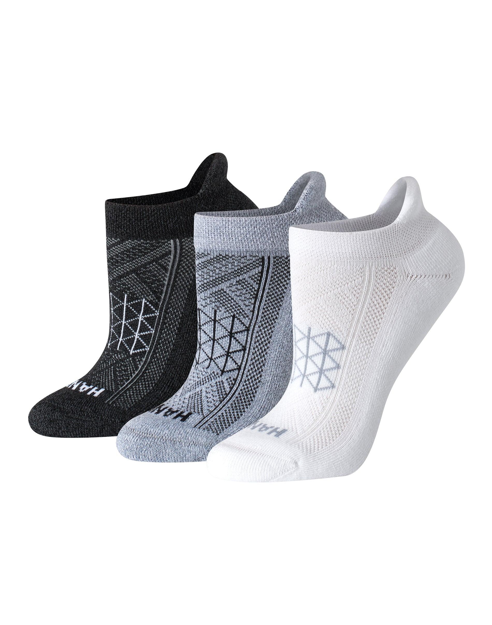 hanes absolute run women's no show tab socks, 3-pairs