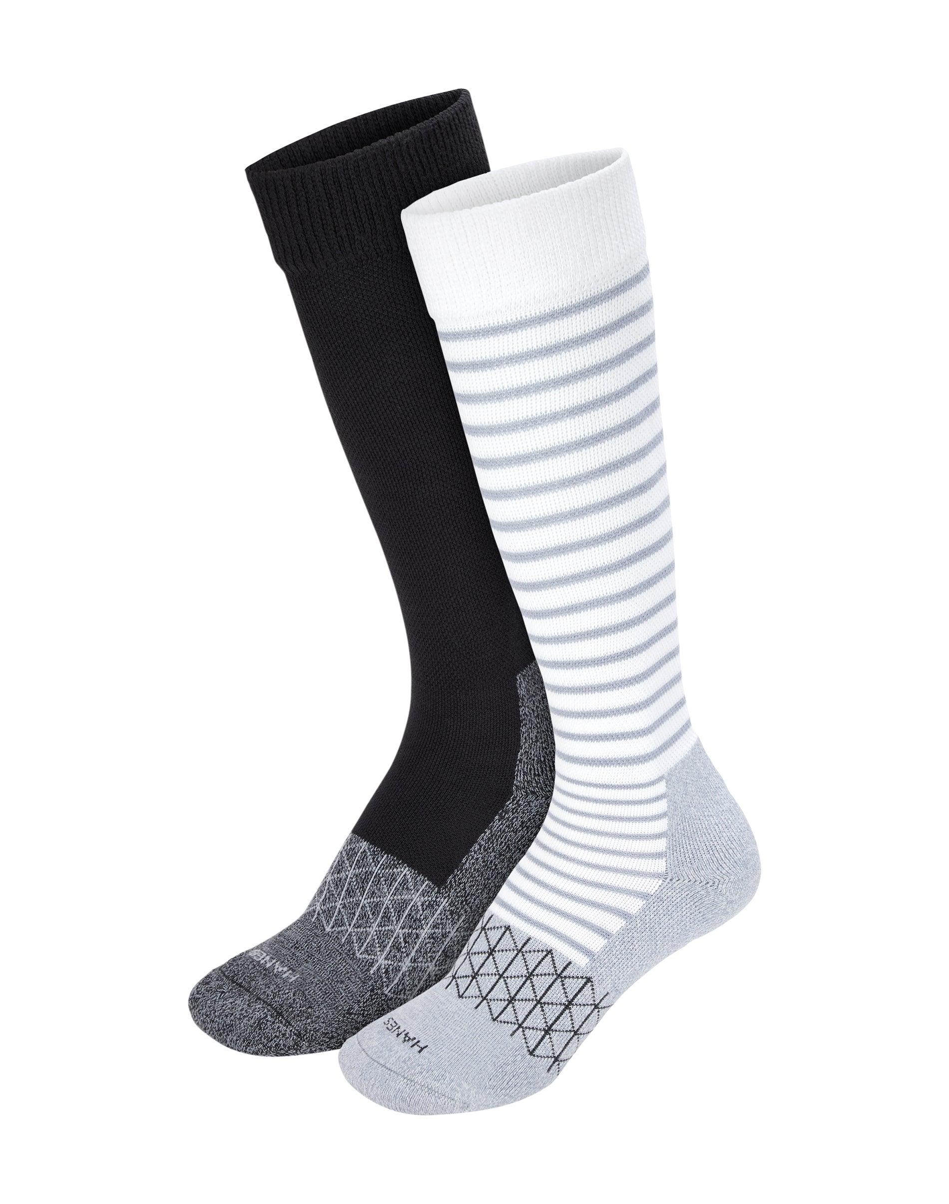 hanes absolute wellness women's over-the-calf socks, mild graduated compression, 2-pairs