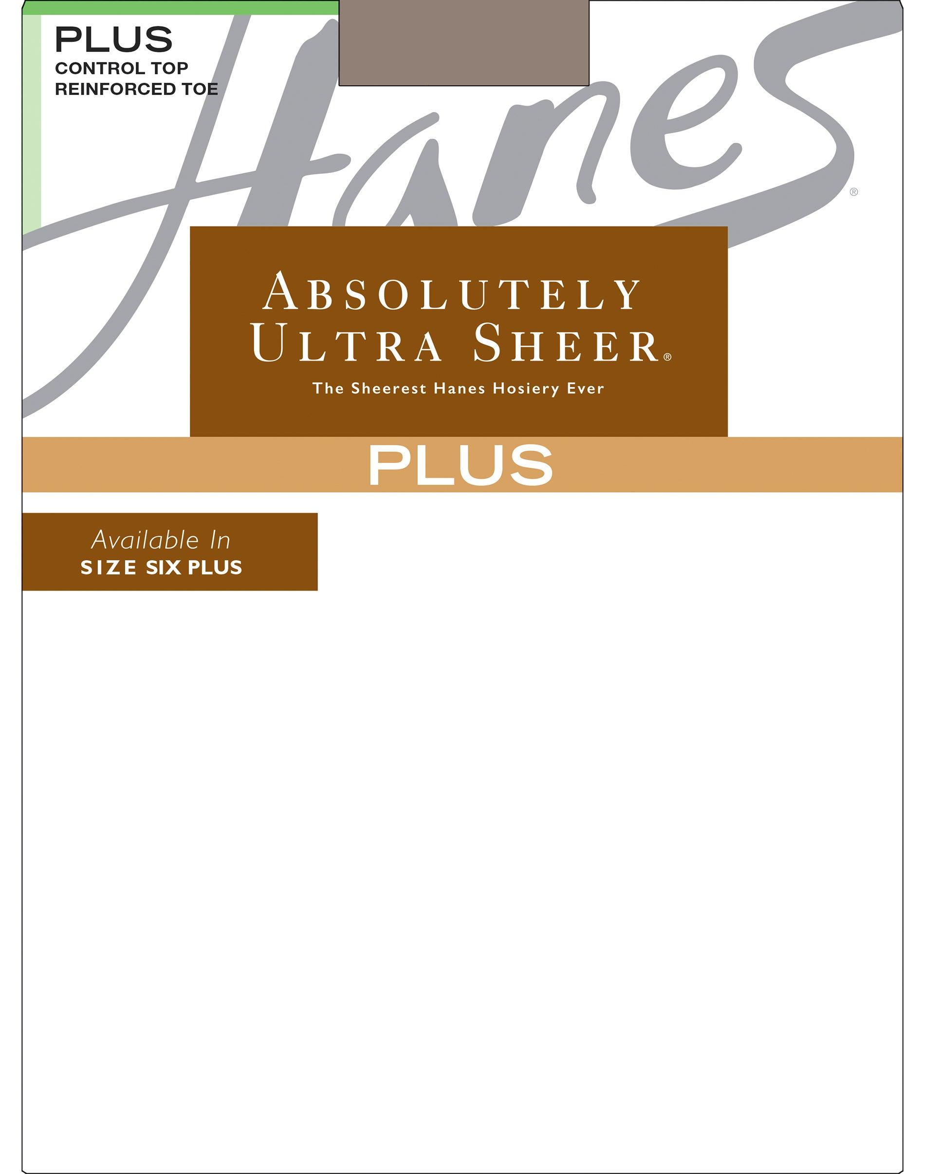 hanes absolutely ultra sheer control top pantyhose with reinforced toe (plus size) barely black
