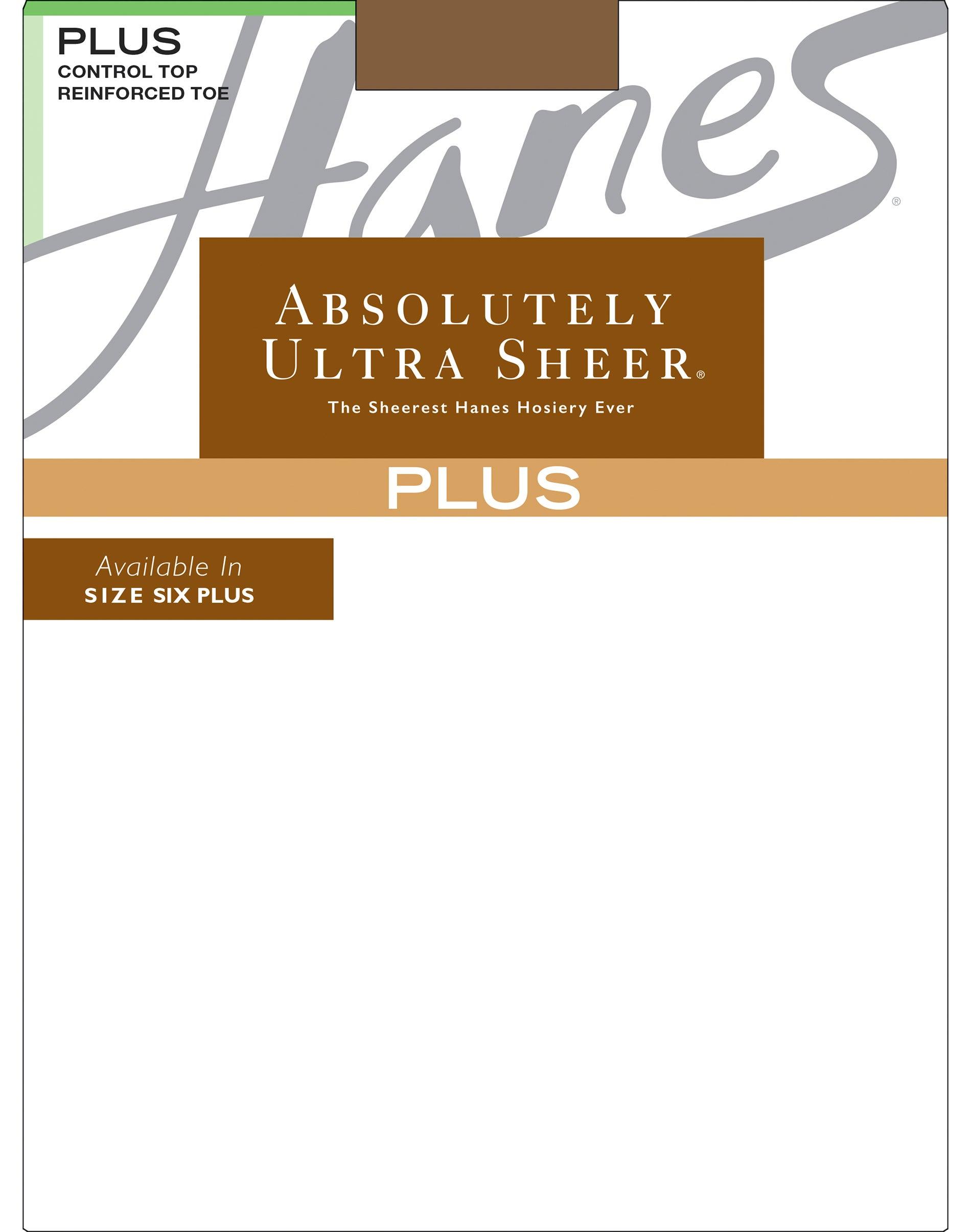 hanes absolutely ultra sheer control top pantyhose with reinforced toe (plus size) gentlebrown
