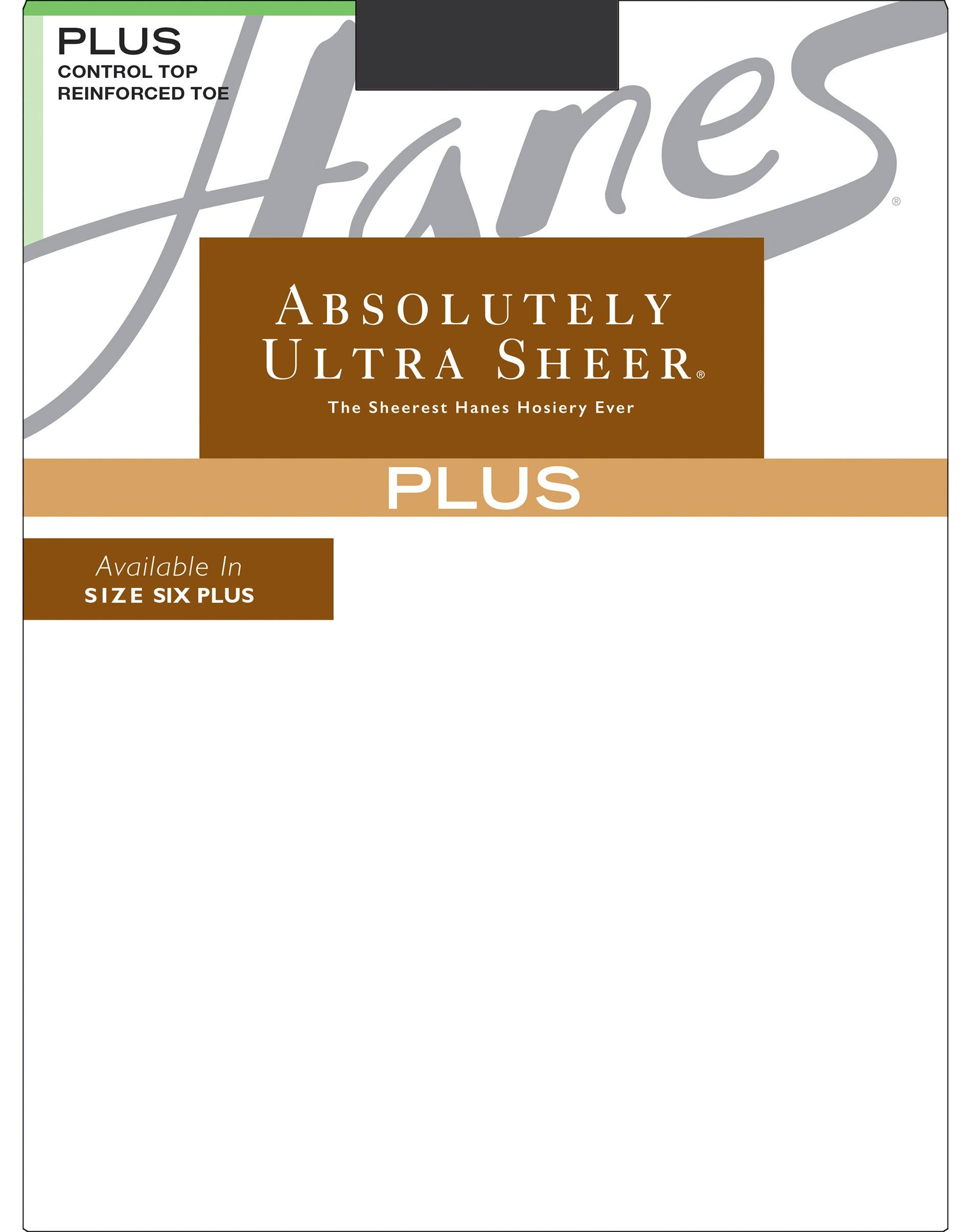 hanes absolutely ultra sheer control top pantyhose with reinforced toe (plus size) jet