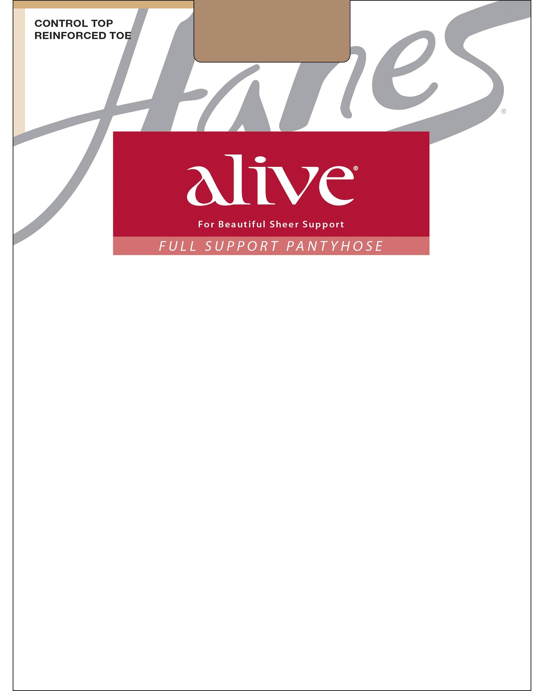 hanes alive full support pantyhose with control top, reinforced toe barely there c women's