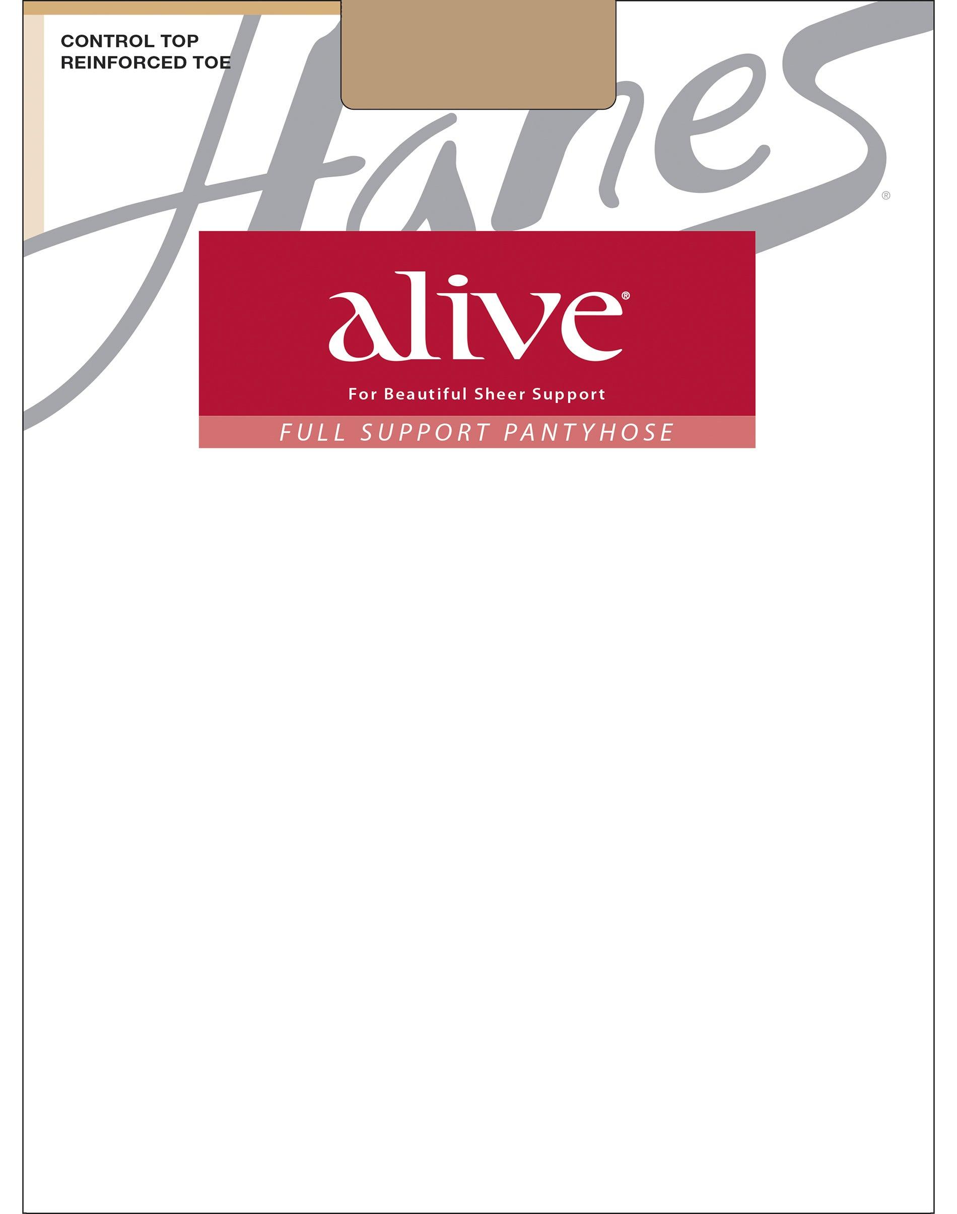 hanes alive full support pantyhose with control top, reinforced toe little color